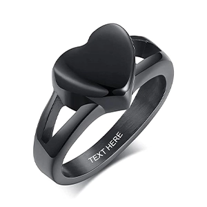 anillo para cenizas corazón negro